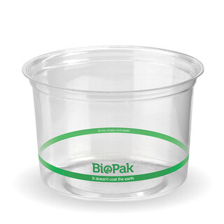 BioPak 500mL Clear Bioplastic Deli Bowl