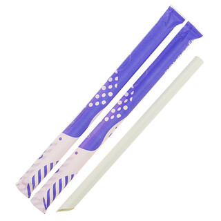 Bubble Tea Paper Straws White Wrapped Aqueous