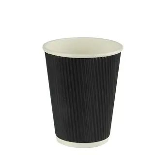 12oz Ripple Wrap Paper Cup Black