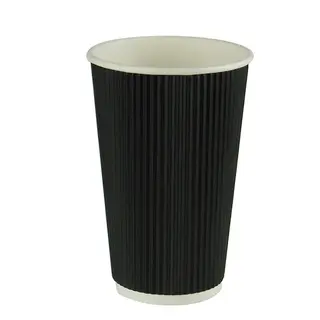 16oz Ripple Wrap Paper Cup Black