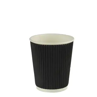 8oz Ripple Wrap Paper Cup Black