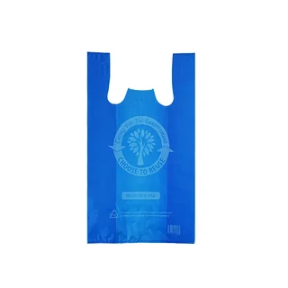Small Reusable Printed Plastic Carry Bag 37um Blue