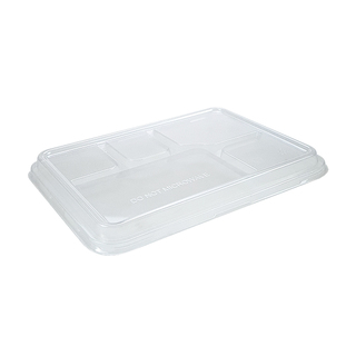 PET Lid for Sugarcane 5 Compartment Tray Deep