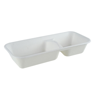 Greenmark Sugarcane 2 Compartment Tray Long